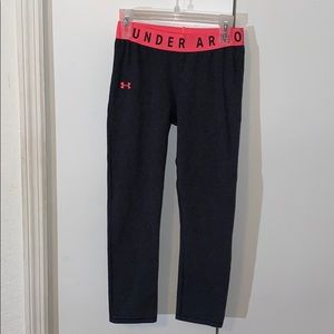 Under armour gray and neon pink jogging pants